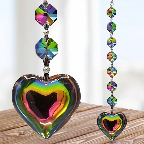 Atrapasol de Feng Shui Aurora, Corazón de Cristal de Colores