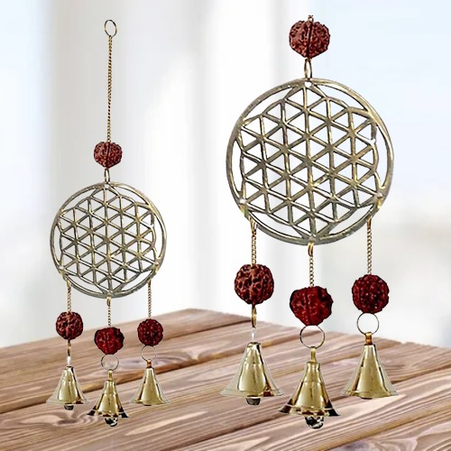 Carillón con Flor de la Vida y Semillas de Rudraksha