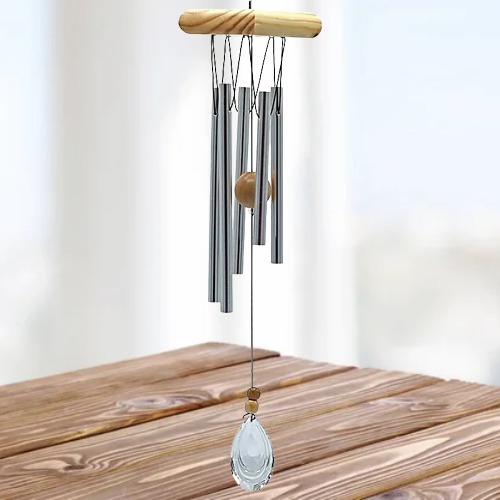 Carillón de Viento de 5 Tubos y Colgante de Cristal, 48cm