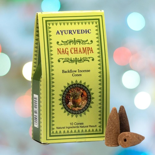 Conos de Incienso de Reflujo Nag Champa Ayurvédico