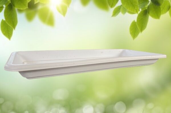 Plato blanco rectangular para maceta pequeña