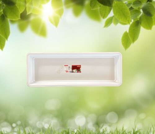 Plato blanco rectangular para maceta grande