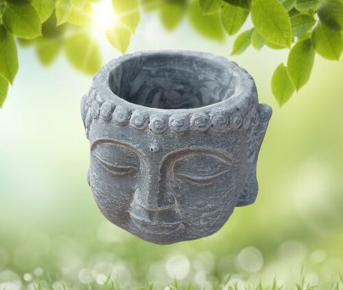 Macetero gris cabeza de buda