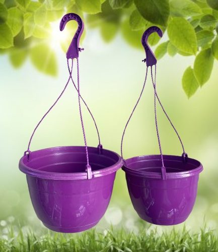 Macetero colgante de plástico pequeño morado
