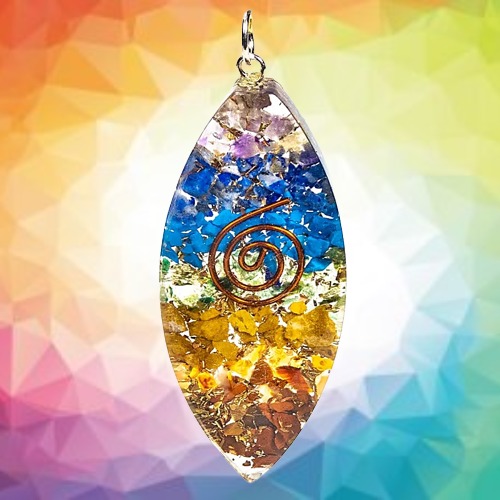 Colgante de Orgonita en Forma Ovalada Multicolor