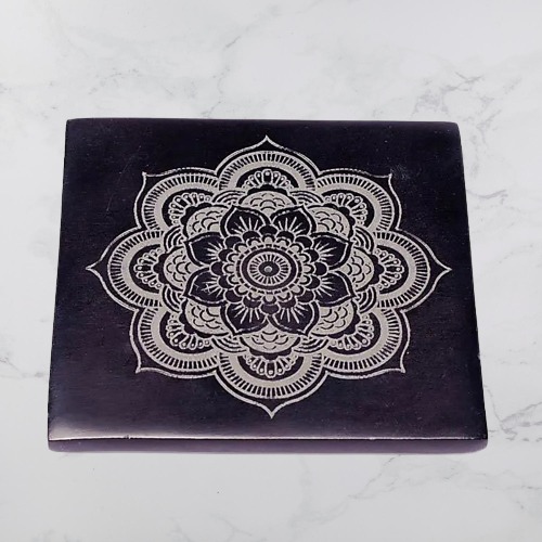 Quemador de Incienso Esteatita Negra con Mandala