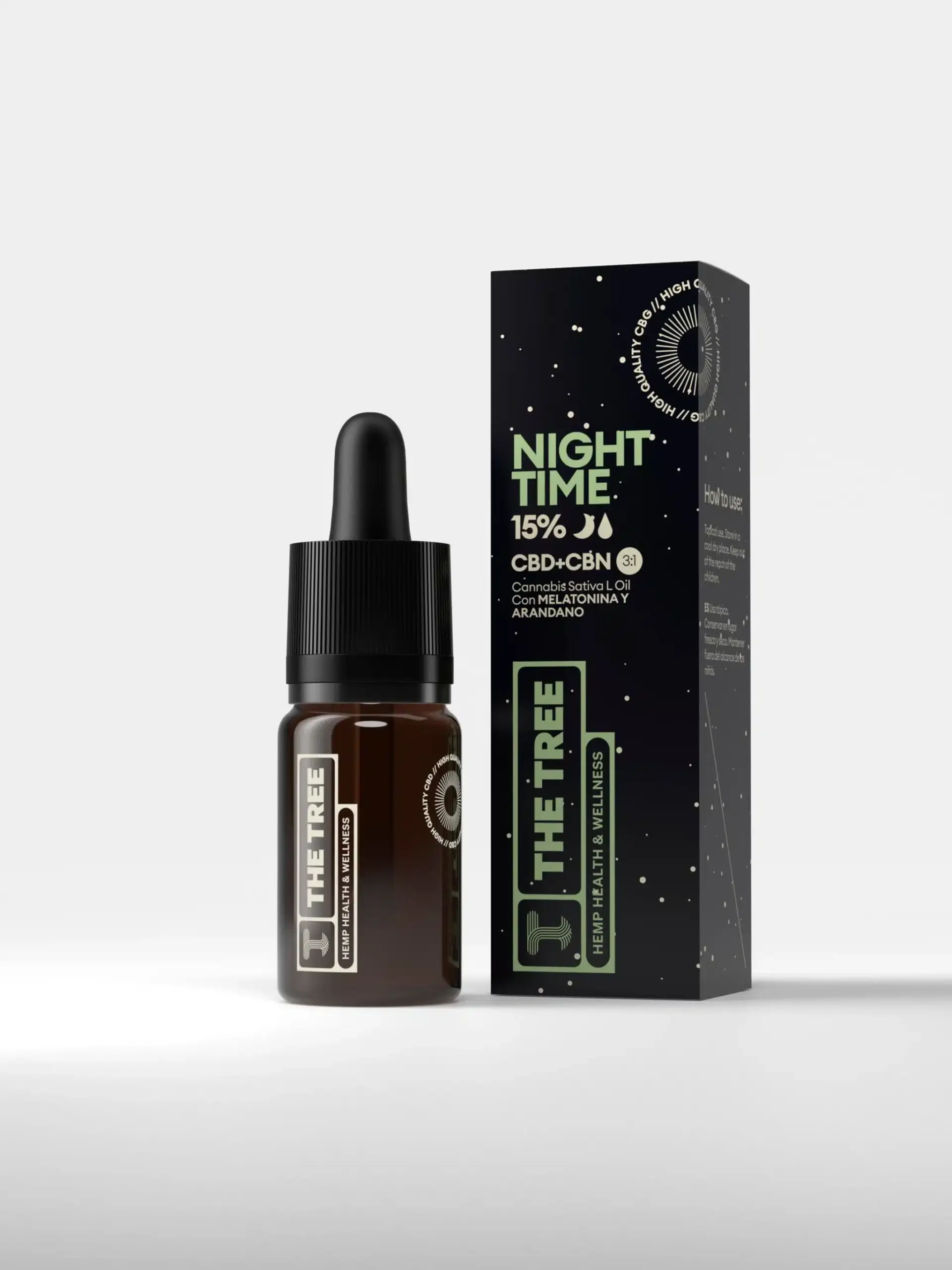 Aceite NIGHT TIME OIL 15 %:CBN + CBD para dormir. Con Pasiflora y aroma a arándanos.