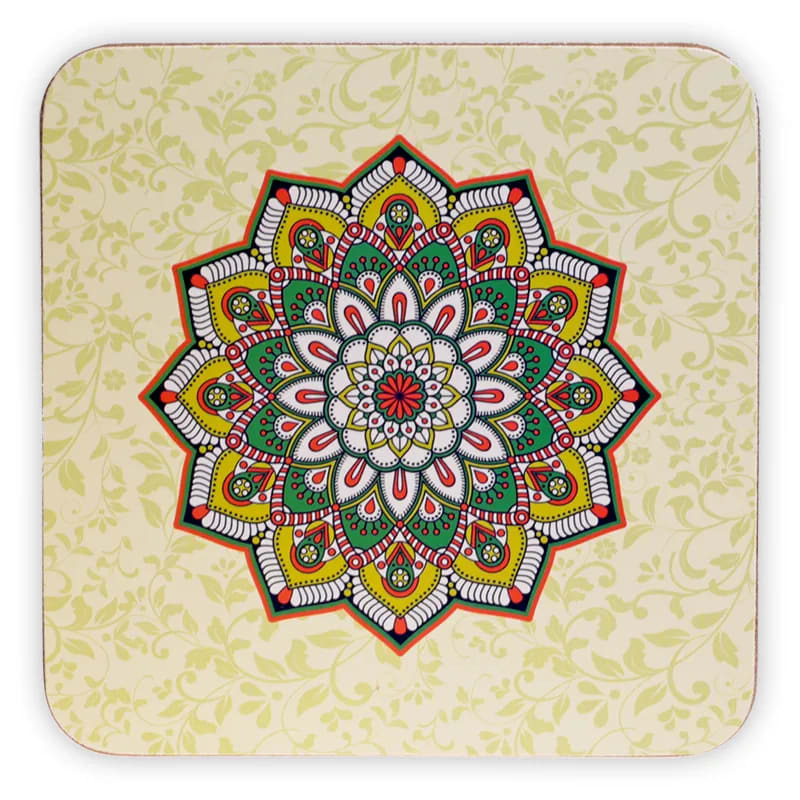 6 Posavasos con Mandala Verde